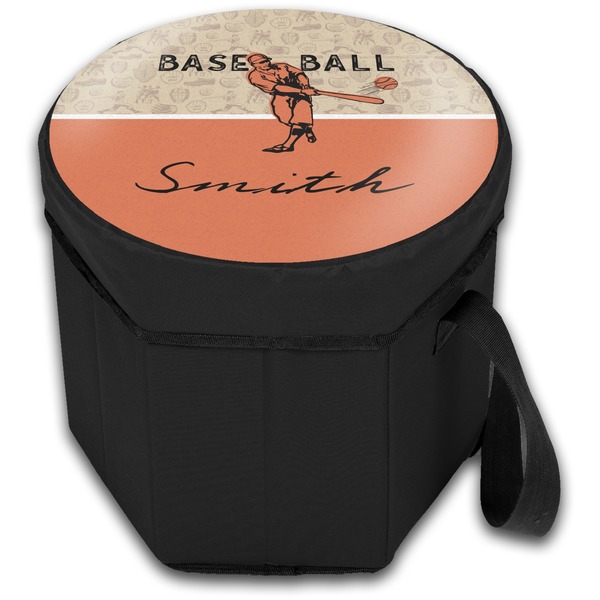 Retro Baseball Collapsible Personalized Cooler & Seat (Closed)