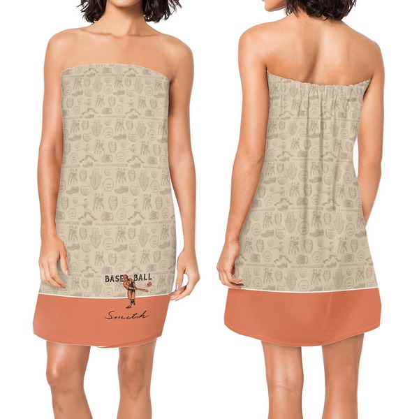 Retro Baseball Custom Bath Wrap - Front & Back View