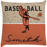 Retro Baseball Decorative Pillow Case w/ Name or Text