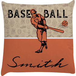 Retro Baseball Decorative Pillow Case w/ Name or Text