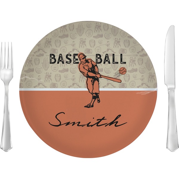 Custom Retro Baseball 10" Glass Lunch / Dinner Plates - Single or Set (Personalized)