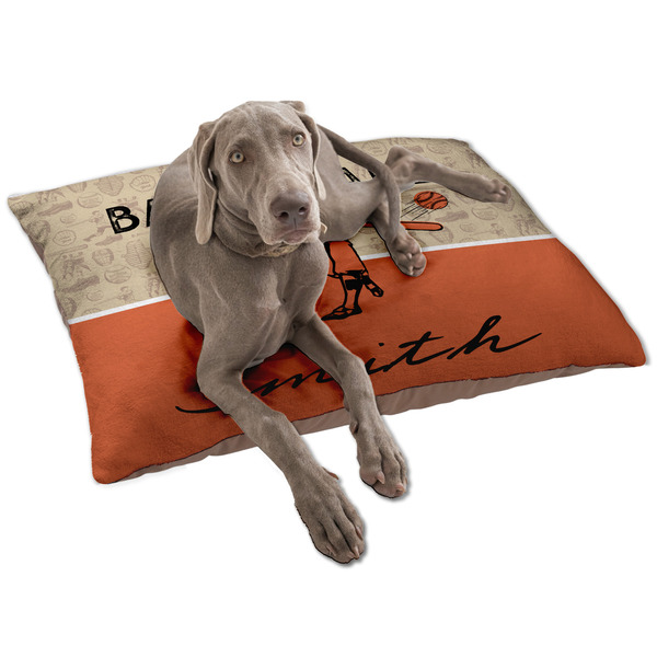 Custom Retro Baseball Dog Bed - Large w/ Name or Text