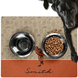 Retro Baseball Dog Food Mat - Large w/ Name or Text