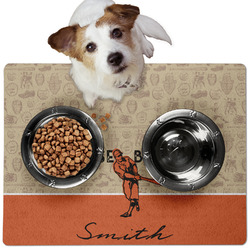 Retro Baseball Dog Food Mat - Medium w/ Name or Text