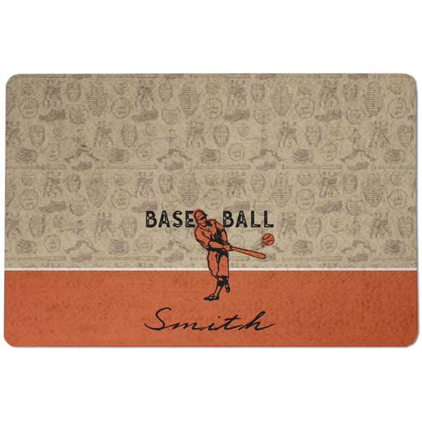 Retro Baseball Dog Food Mat - Small without bowls