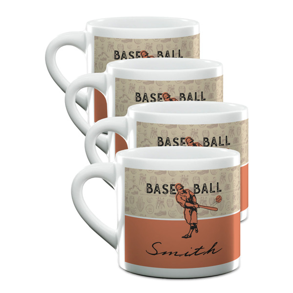 Custom Retro Baseball Double Shot Espresso Cups - Set of 4 (Personalized)