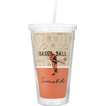 Retro Baseball Double Wall Tumbler with Straw (Personalized)