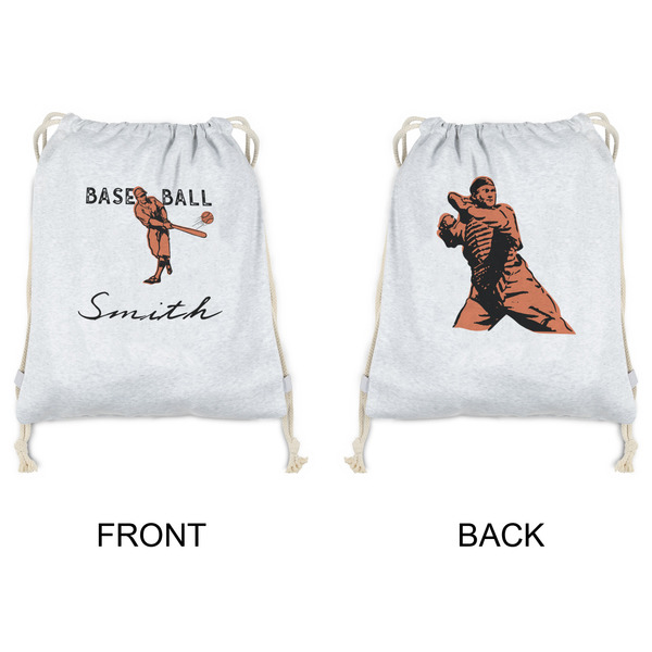 Retro Baseball Drawstring Backpacks - Sweatshirt Fleece - Double Sided - APPROVAL