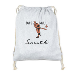 Retro Baseball Drawstring Backpack - Sweatshirt Fleece - Double Sided (Personalized)