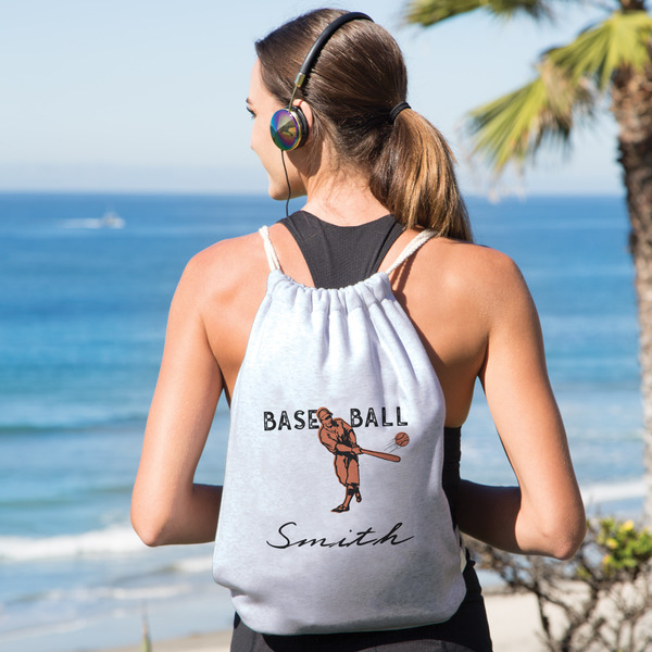 Retro Baseball Drawstring Backpacks - Sweatshirt Fleece - Single Sided - LIFESTYLE