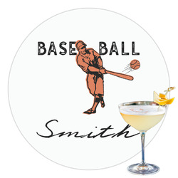 Retro Baseball Printed Drink Topper - 3.5" (Personalized)