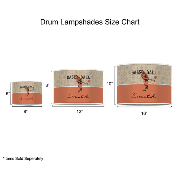Retro Baseball Drum Lampshades - Sizing Chart