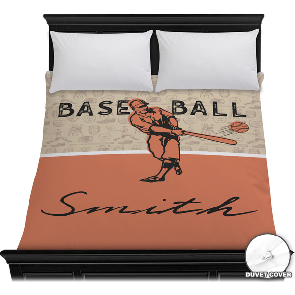 Custom Retro Baseball Duvet Cover - Full / Queen (Personalized)