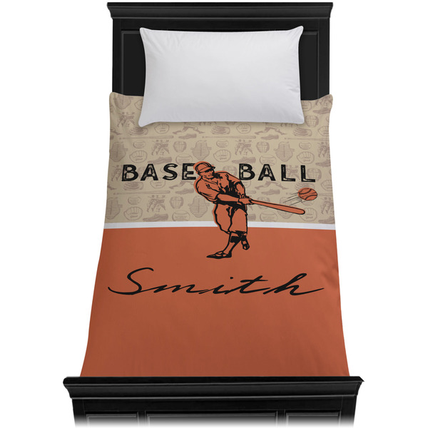 Retro Baseball Duvet Cover - Twin XL - On Bed - No Prop