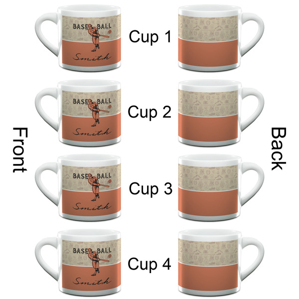 Retro Baseball Espresso Cup - 6oz (Double Shot Set of 4) APPROVAL