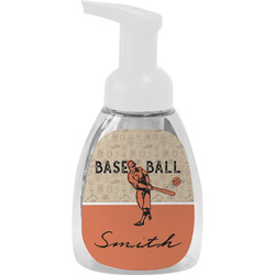 Retro Baseball Foam Soap Bottle - White (Personalized)