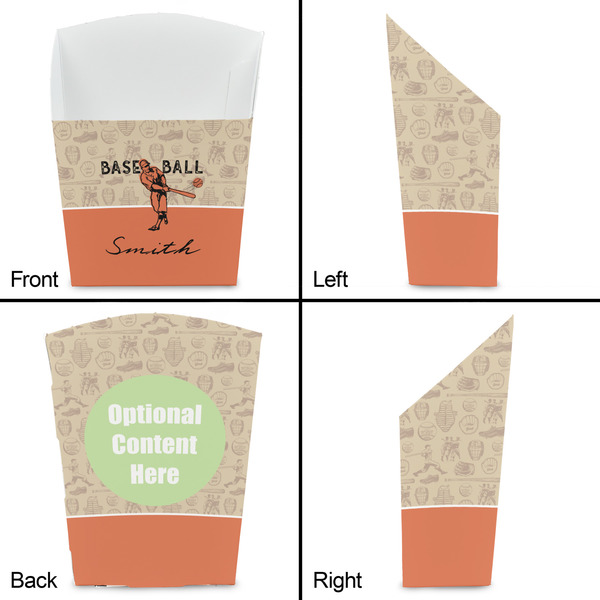 Retro Baseball French Fry Favor Box - Front & Back View