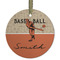 Retro Baseball Frosted Glass Ornament - Round