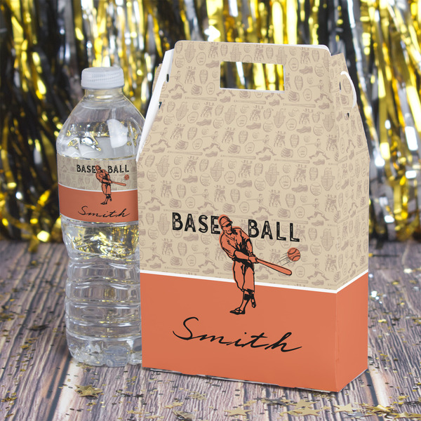 Retro Baseball Gable Favor Box - In Context