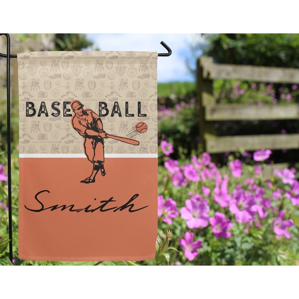 Retro Baseball Garden Flag - Outside In Flowers