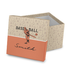 Retro Baseball Gift Box with Lid - Canvas Wrapped (Personalized)