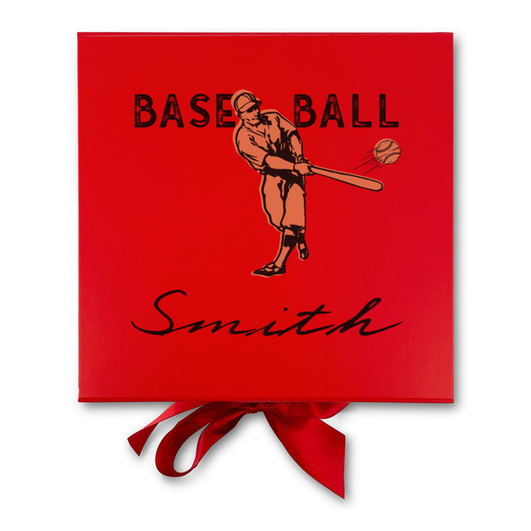 Retro Baseball Gift Boxes with Magnetic Lid - Red - Approval