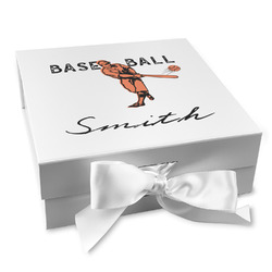 Retro Baseball Gift Box with Magnetic Lid - White (Personalized)
