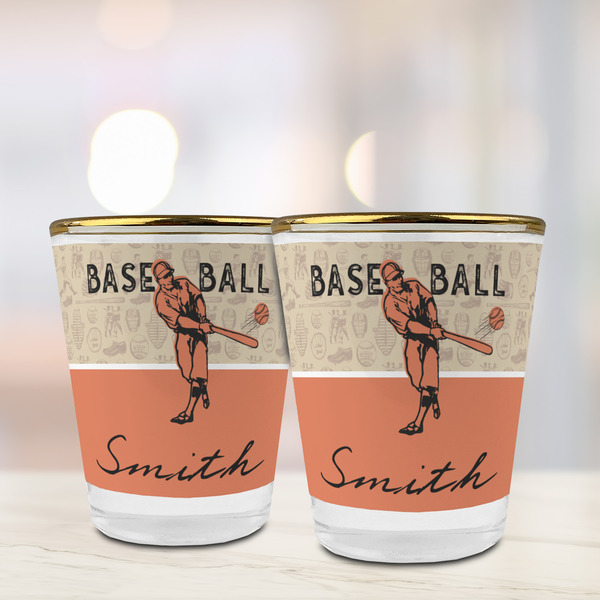 Retro Baseball Glass Shot Glass - with gold rim - LIFESTYLE