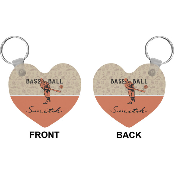Retro Baseball Heart Keychain (Front + Back)