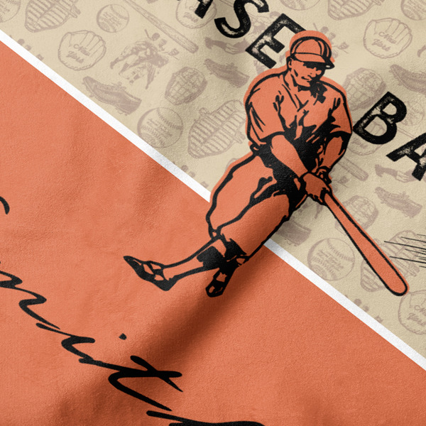 Retro Baseball Hooded Baby Towel- Detail Close Up