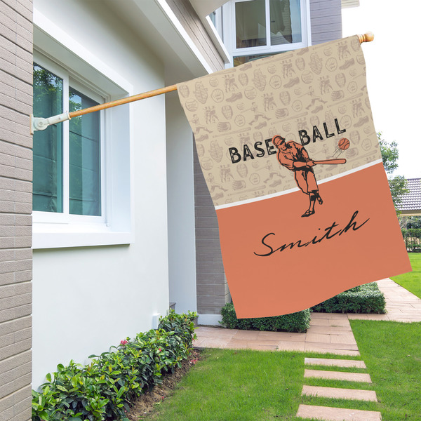 Retro Baseball House Flags - Double Sided - LIFESTYLE