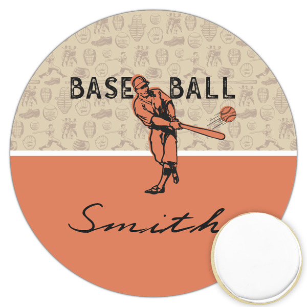 Custom Retro Baseball Printed Cookie Topper - 3.25" (Personalized)