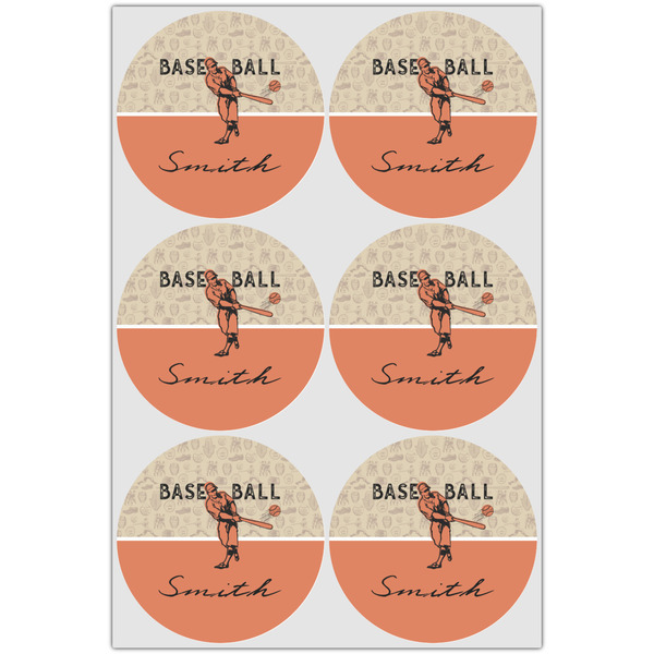 Retro Baseball Icing Circle - Large - Set of 6