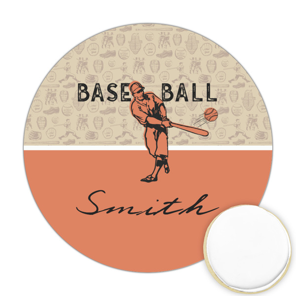 Custom Retro Baseball Printed Cookie Topper - Round (Personalized)
