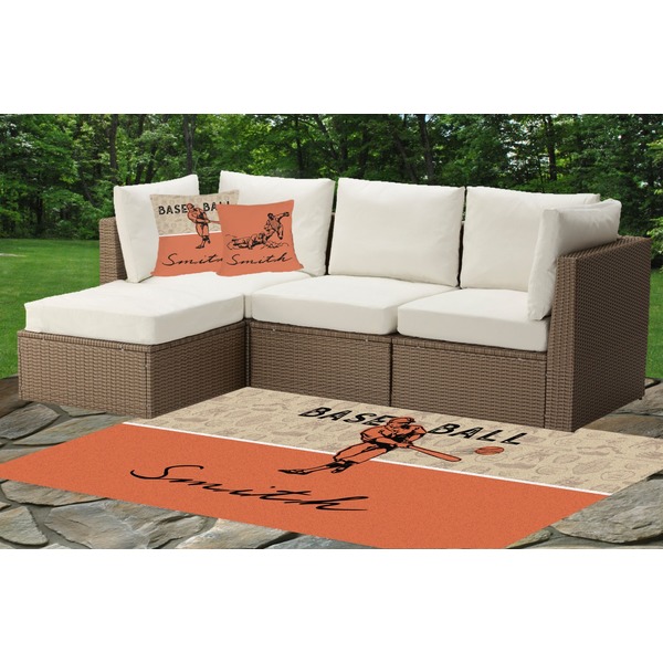 Retro Baseball Indoor / Outdoor Rug & Cushions