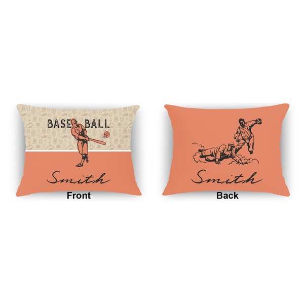 Retro Baseball Indoor Rectangular Burlap Pillow (Front and Back)