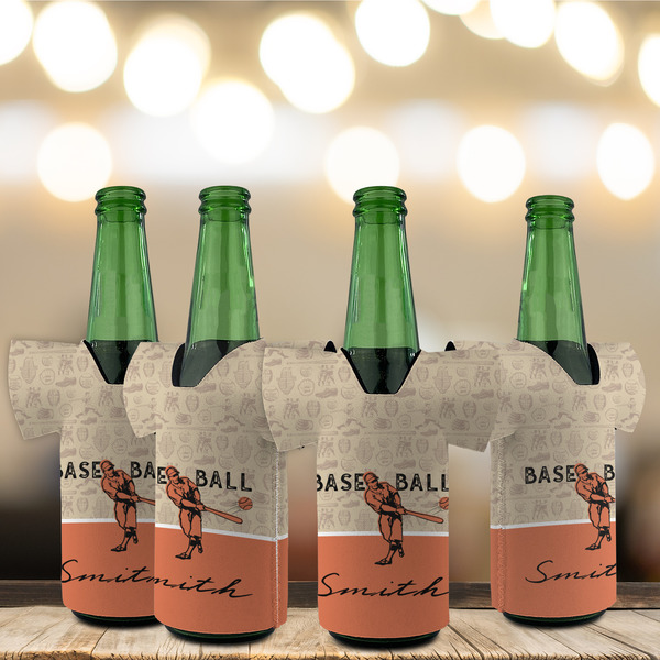 Retro Baseball Jersey Bottle Cooler - Set of 4 - LIFESTYLE