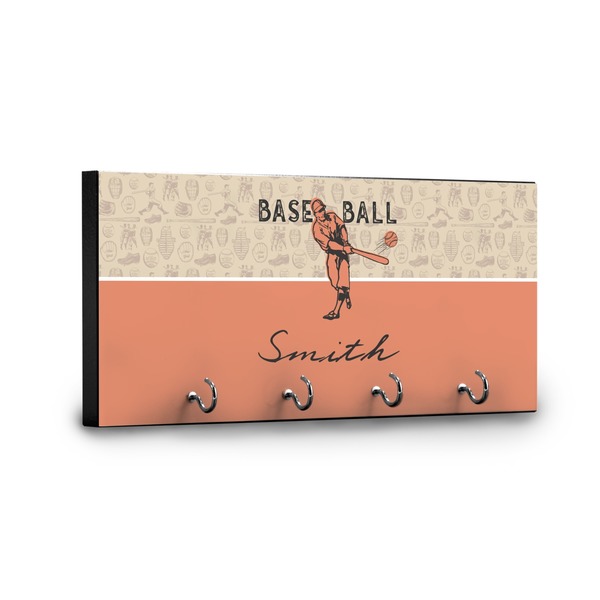 Retro Baseball Key Hanger - Front View with Hooks