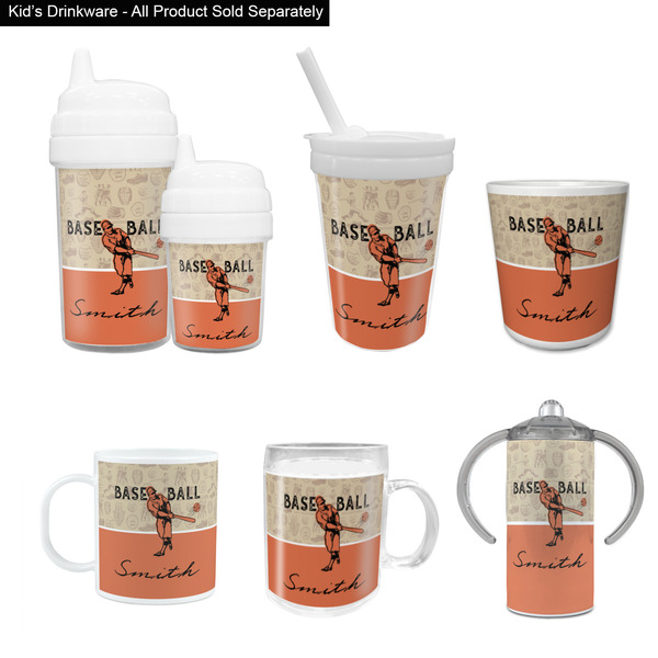 Retro Baseball Kid's Drinkware - Customized & Personalized