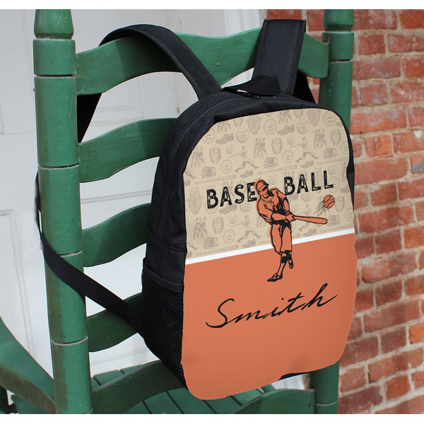 Retro Baseball Kids Backpack - In Context