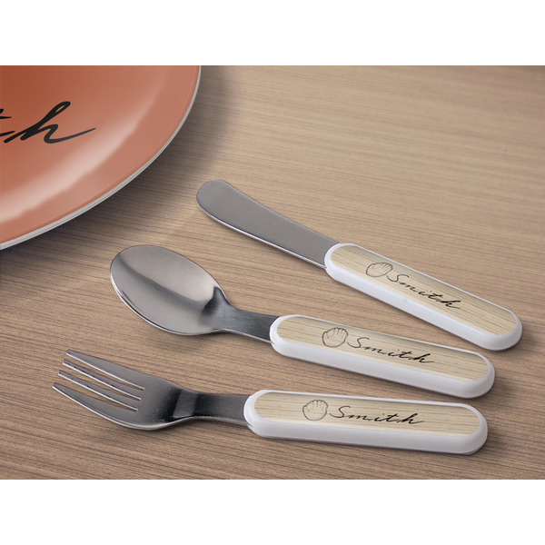 Retro Baseball Kids Flatware w/ Plate