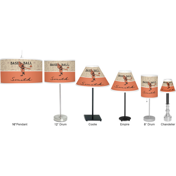 Retro Baseball Lamp Full View Size Comparison
