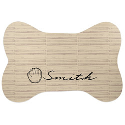 Retro Baseball Bone Shaped Dog Food Mat (Large) (Personalized)