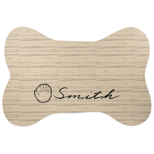 Custom Retro Baseball Bone Shaped Dog Food Mat (Personalized)
