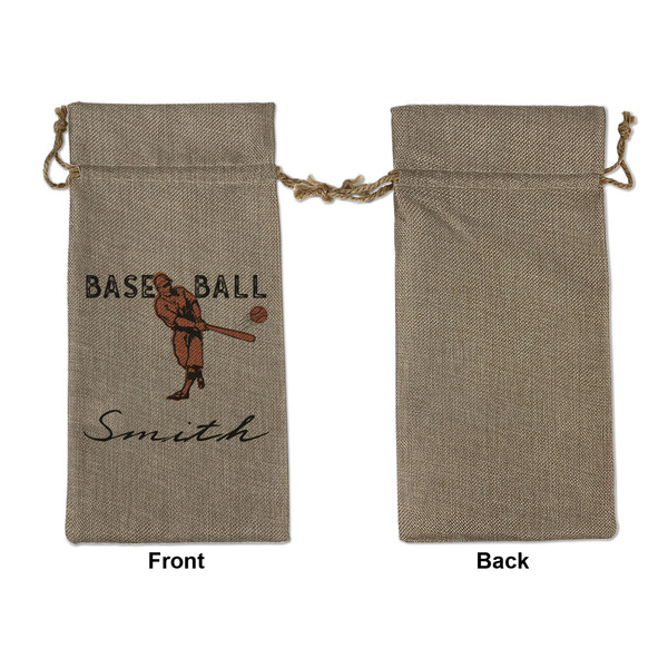 Retro Baseball Large Burlap Gift Bags - Front Approval