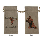 Retro Baseball Large Burlap Gift Bag - Front & Back (Personalized)