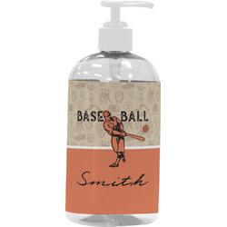 Retro Baseball Plastic Soap / Lotion Dispenser (16 oz - Large - White) (Personalized)
