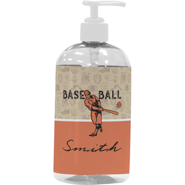Custom Retro Baseball Plastic Soap / Lotion Dispenser (16 oz - Large - White) (Personalized)