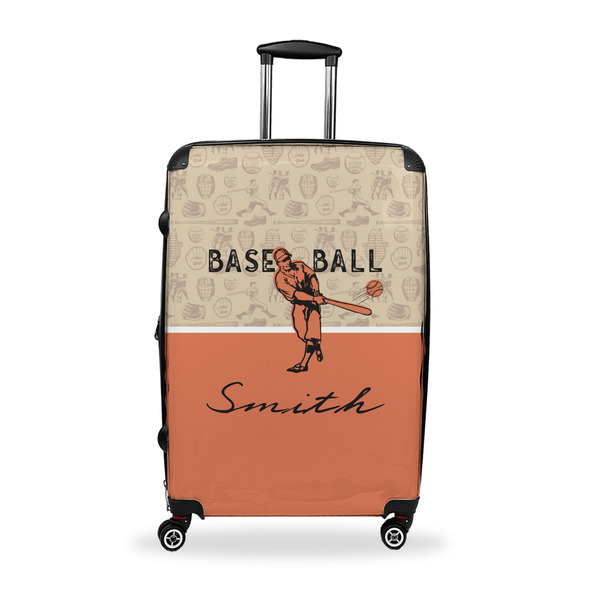 Custom Retro Baseball Suitcase - 28" Large - Checked w/ Name or Text