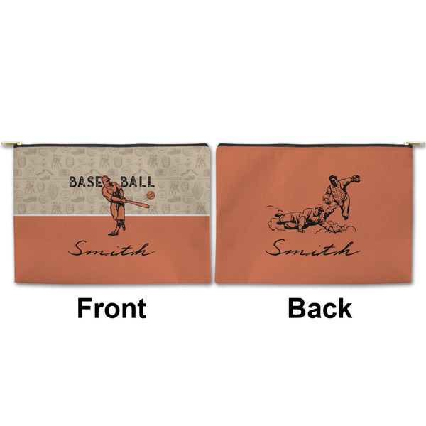 Retro Baseball Large Zipper Pouch Approval (Front and Back)